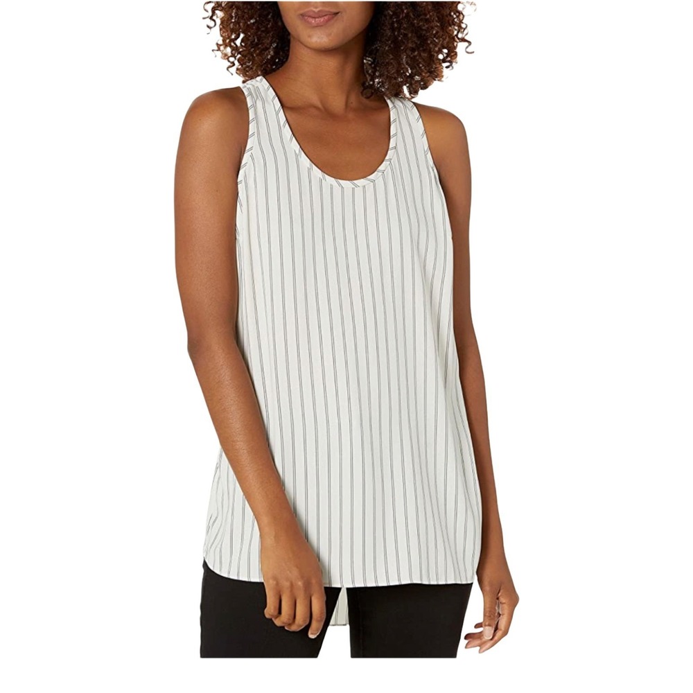 Daily Ritual Cream Striped Sleeveless Blouse Sz 14 Racer‎ Back NEW